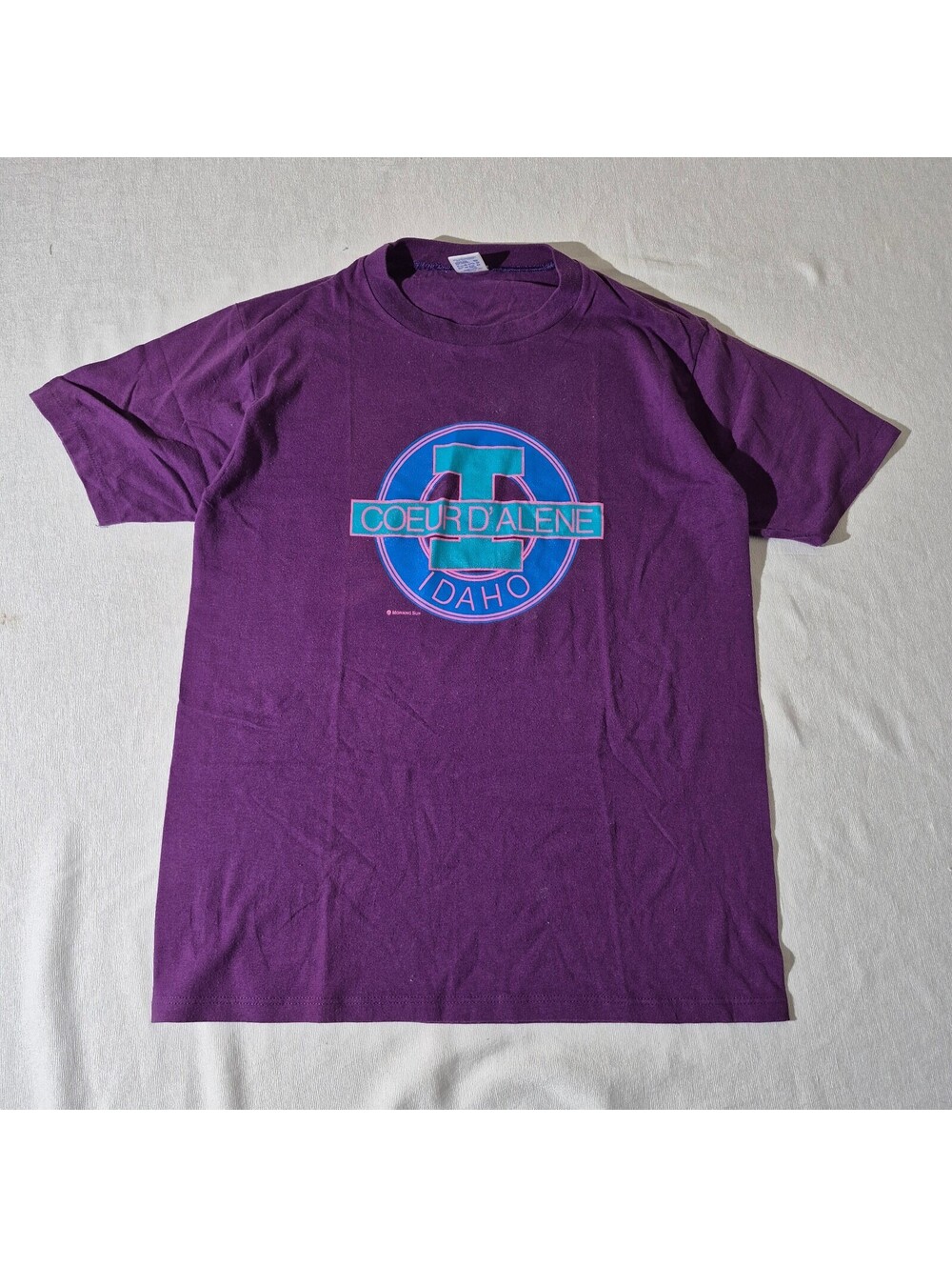 Vintage Jerzees Coeur d'Alene Idaho L Large Purple T-shirt